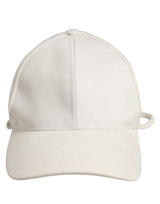 Men White Cotton Stretch Baseball Capello Hat