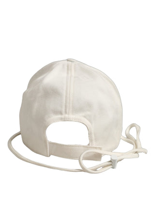 Men White Cotton Stretch Baseball Capello Hat
