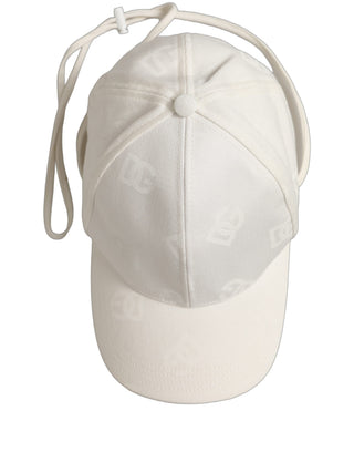 Men White Cotton Stretch Baseball Capello Hat