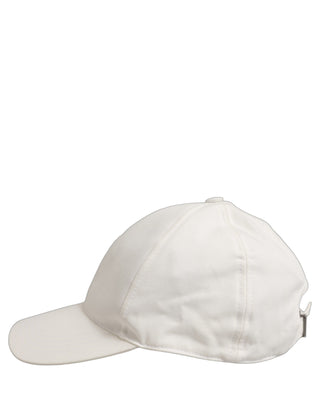 Men White Cotton Baseball Capello 6 Panels Hat