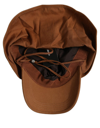 Men Brown Cotton Double Brim Baseball Cap Hat