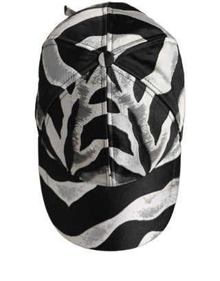 Men Black Silver Zebra Pattern Baseball Cap Hat