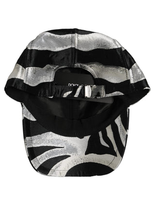 Men Black Silver Zebra Pattern Baseball Cap Hat