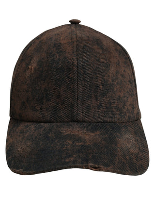 Men Brown Cotton Distressed Baseball Cap Hat