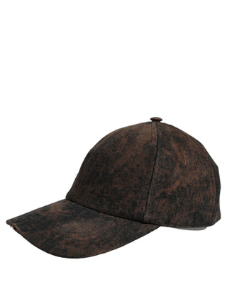 Men Brown Cotton Distressed Baseball Cap Hat