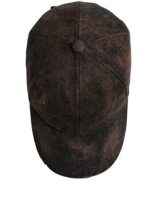Men Brown Cotton Distressed Baseball Cap Hat