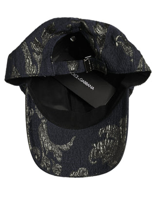 Men Black Floral Barocco Cotton Baseball Cap Hat