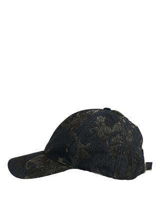 Men Black Floral Barocco Cotton Baseball Cap Hat