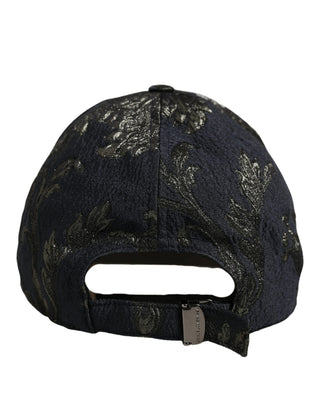 Men Black Floral Barocco Cotton Baseball Cap Hat