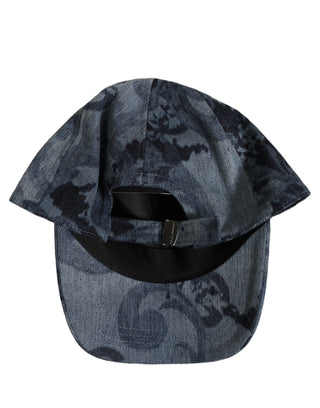 Men Blue All Over Logo Cotton Baseball Cap Hat