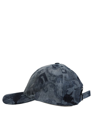 Men Blue All Over Logo Cotton Baseball Cap Hat
