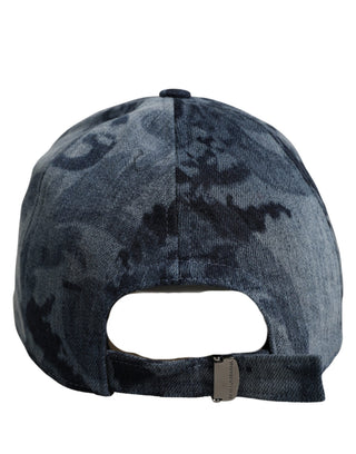 Men Blue All Over Logo Cotton Baseball Cap Hat