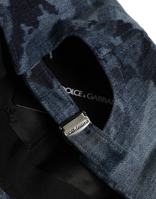 Men Blue All Over Logo Cotton Baseball Cap Hat