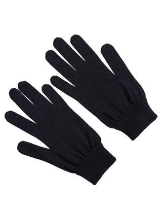 Men Dark Blue Cashmere Knitted Winter Gloves