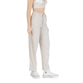 Beige Viscose Casual Pants