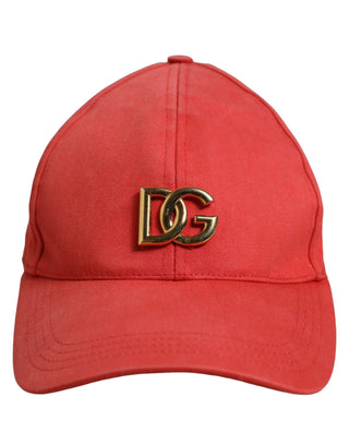 Men Red Cotton DG Logo Plaque Baseball Cap Hat
