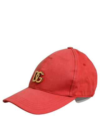 Men Red Cotton DG Logo Plaque Baseball Cap Hat