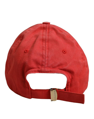 Men Red Cotton DG Logo Plaque Baseball Cap Hat