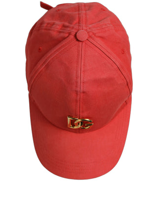 Men Red Cotton DG Logo Plaque Baseball Cap Hat