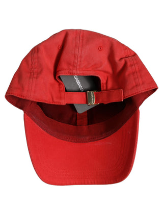 Men Red Cotton DG Logo Plaque Baseball Cap Hat