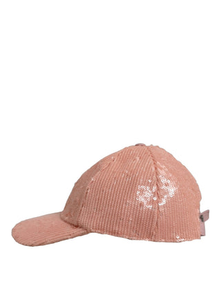 Men Pink Cotton Sequin Baseball Cap 6 Panels Hat