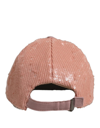 Men Pink Cotton Sequin Baseball Cap 6 Panels Hat