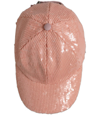 Men Pink Cotton Sequin Baseball Cap 6 Panels Hat