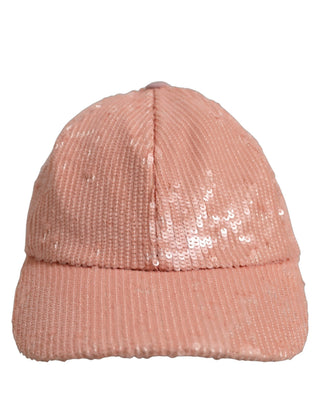 Men Pink Cotton Sequin Baseball Cap 6 Panels Hat