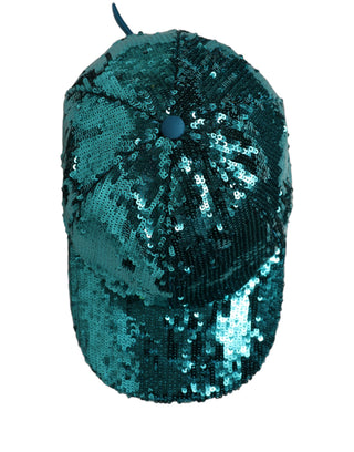 Men Green Cotton Sequin Baseball Cap 6 Panels Hat