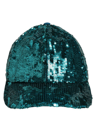 Men Green Cotton Sequin Baseball Cap 6 Panels Hat