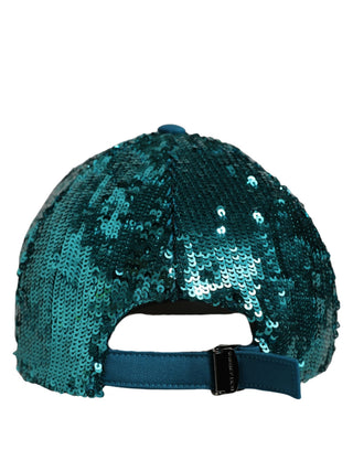 Men Green Cotton Sequin Baseball Cap 6 Panels Hat
