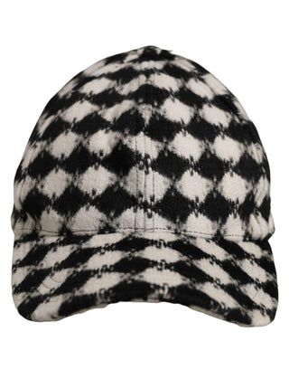 Men Black White Diamond Wool Baseball Cap Hat