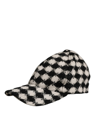 Men Black White Diamond Wool Baseball Cap Hat