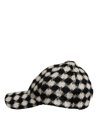 Men Black White Diamond Wool Baseball Cap Hat