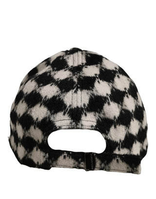 Men Black White Diamond Wool Baseball Cap Hat