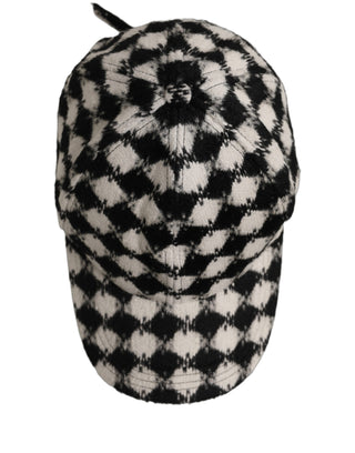Men Black White Diamond Wool Baseball Cap Hat