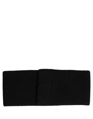 Men Black Cashmere Logo Plaque Head Band One Size Hat