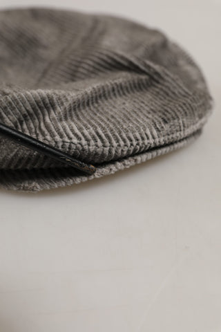 Men Grey Cotton Corduroy Cloth Newsboy Cap Hat