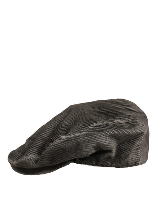 Men Grey Cotton Corduroy Cloth Newsboy Cap Hat