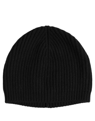 Men Black Wool Knitted Winter Beanie Capello One Size Hat
