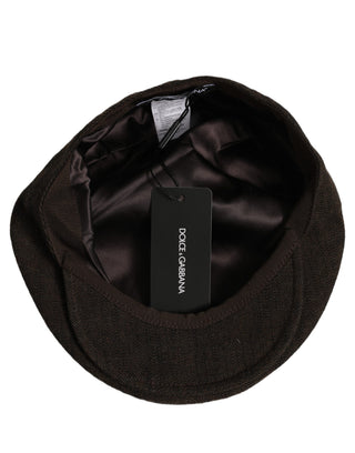 Men Brown Cotton Flat Cloth Newsboy Cap Hat