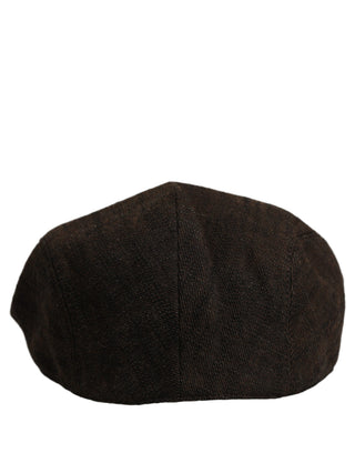 Men Brown Cotton Flat Cloth Newsboy Cap Hat