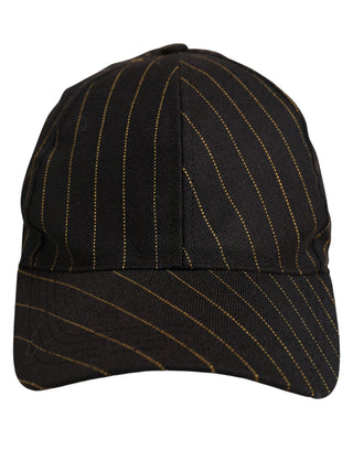 Black Gold Pinstriped Cotton Baseball Cap Hat
