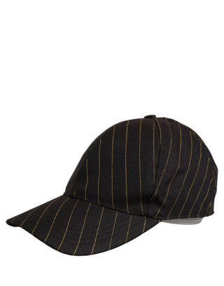 Black Gold Pinstriped Cotton Baseball Cap Hat