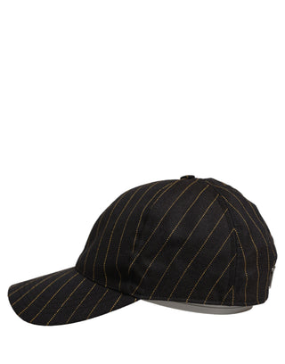 Black Gold Pinstriped Cotton Baseball Cap Hat