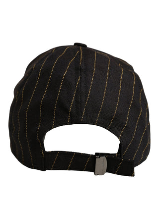 Black Gold Pinstriped Cotton Baseball Cap Hat