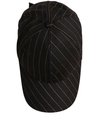 Black Gold Pinstriped Cotton Baseball Cap Hat