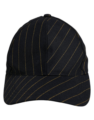 Black Gold Pinstriped Cotton Baseball Cap Hat