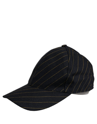 Black Gold Pinstriped Cotton Baseball Cap Hat