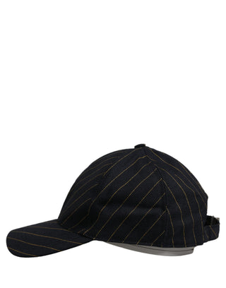 Black Gold Pinstriped Cotton Baseball Cap Hat